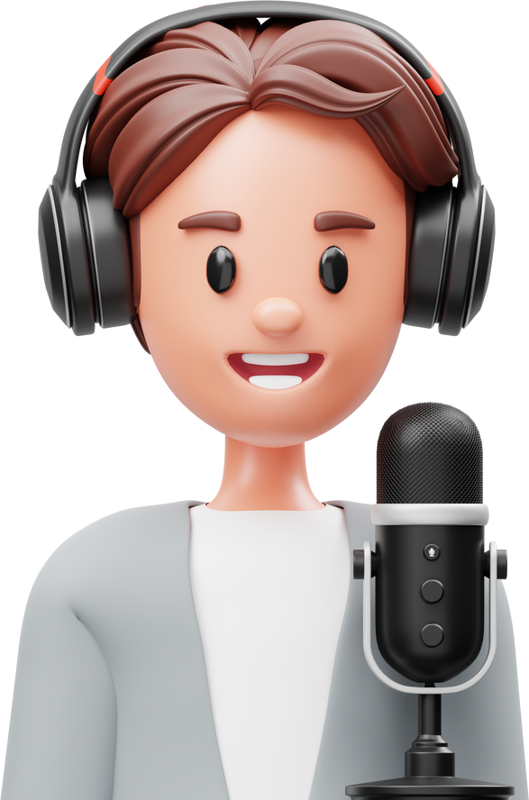 Podcaster Man 3D Illustration